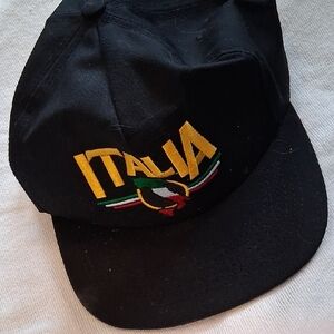 Italia Black and Gold Embroidered Cap